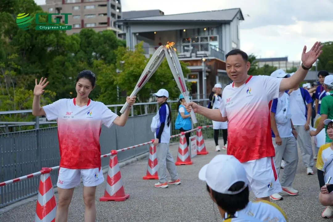 Torch relay participants and supporters at the Aichi-Nagoya 2026 Asian Games